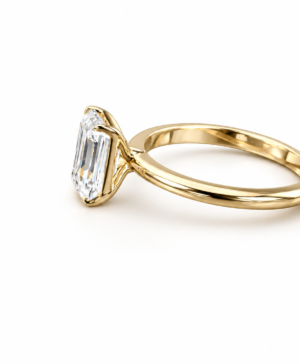 Alternative view of 750/- Yellow Lab Grown Emerald Cut 4 Claw Solitaire Engagement Ring D/E VVS-VS 1 Pcs - 2.05ct