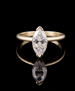750/- Yellow Lab Grown Marquise Diamond Solitaire Engagement Ring 1 Pcs TDW: 4.03ct D/E VVS-VS