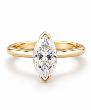 750/- Yellow Lab Grown Marquise Diamond Solitaire Engagement Ring 1 Pcs TDW: 4.03ct D/E VVS-VS