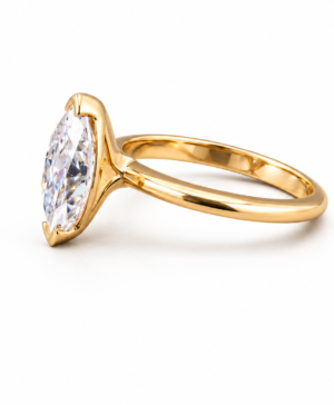 Alternative view of 750/- Yellow Lab Grown Marquise Diamond Solitaire Engagement Ring 1 Pcs TDW: 4.03ct D/E VVS-VS