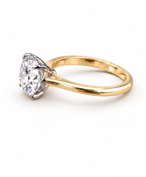 Alternative view of 750/- Yellow Gold Band White Gold 4 Claw RBC Lab Grown Diamond Engagement Ring 1 Pcs - TDW: 3.00ct