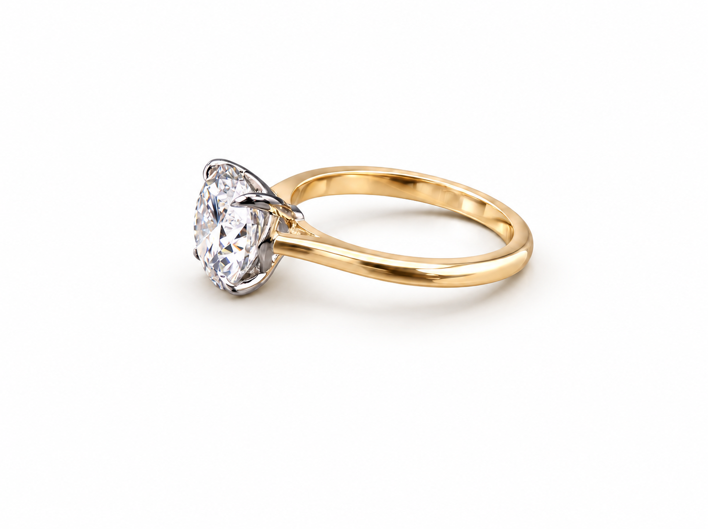 750/- Yellow Gold Band White Gold 4 Claw RBC Lab Grown Diamond Engagement Ring 1 Pcs - TDW: 3.00ct - Image 2