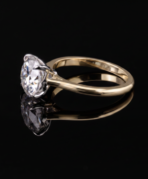 Alternative view of 750/- Yellow Gold Band White Gold 4 Claw RBC Lab Grown Diamond Engagement Ring 1 Pcs - TDW: 3.00ct