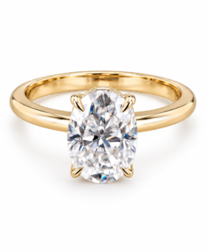 750/- Yellow 4 Claw Oval Lab Grown Diamond Solitaire Ring 1 Pcs - 2.25ct D/E VVS-VS