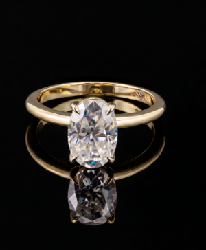 750/- Yellow 4 Claw Oval Lab Grown Diamond Solitaire Ring 1 Pcs - 2.25ct D/E VVS-VS