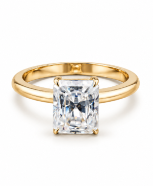 750/- Yellow 4 Claw Elongated Radiant Lab Grown Diamond Engagement Ring 1 Pcs - 2.65ct D/E VVS-VS