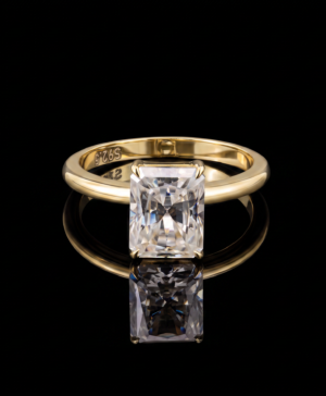 750/- Yellow 4 Claw Elongated Radiant Lab Grown Diamond Engagement Ring 1 Pcs - 2.65ct D/E VVS-VS