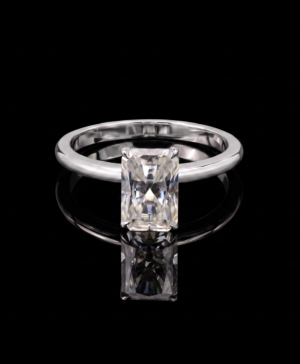 750/- White Claw Elongated Radiant Lab Grown Diamond Engagement Ring 1 Pcs - 1.85ct D/E VVS-VS