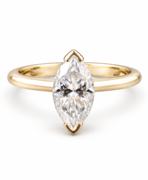 750/- Yellow Lab Grown Marquise Two-Claw Solitaire Engagement Ring - 1.70ct