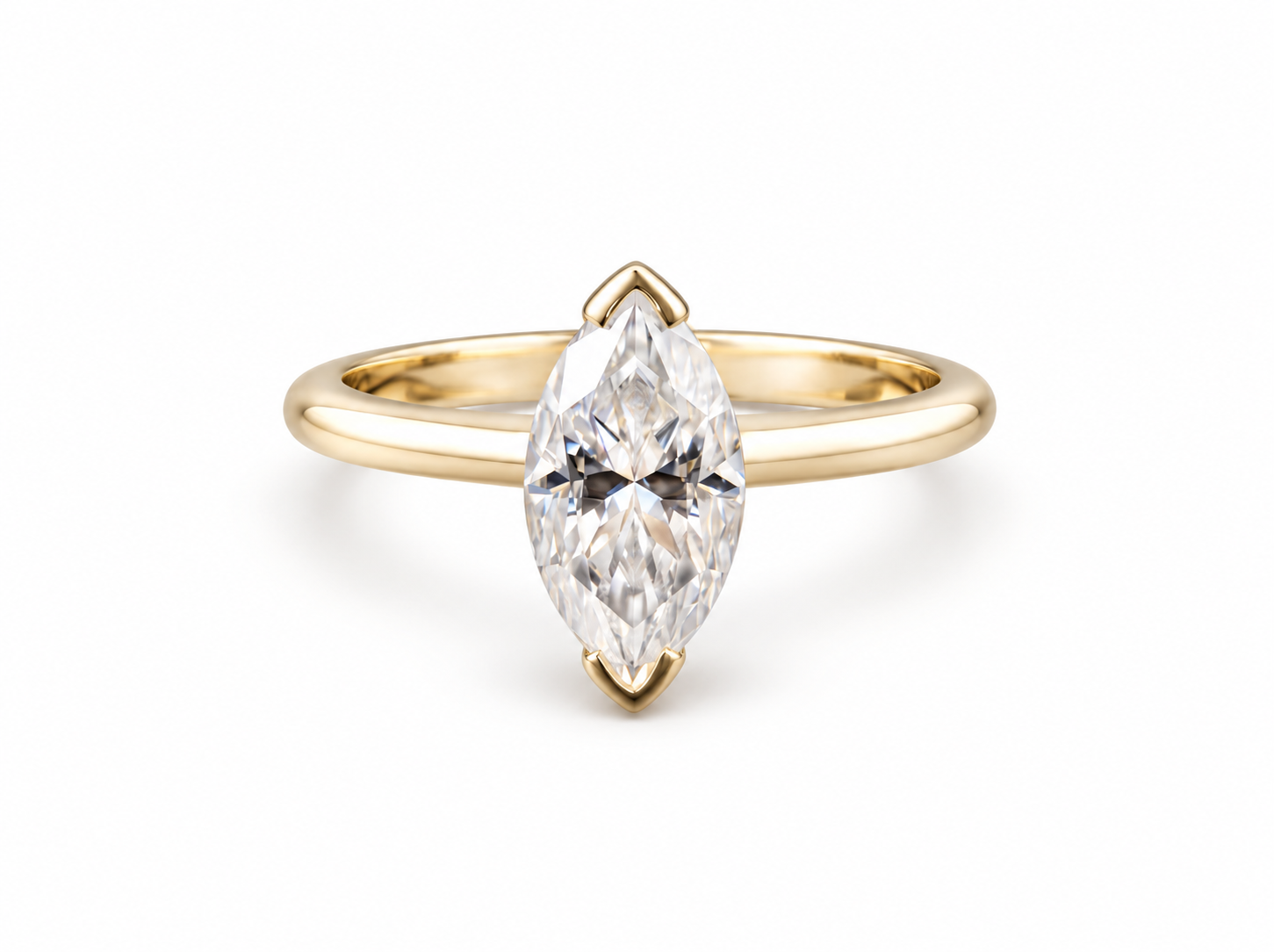 750/- Yellow Lab Grown Marquise Two-Claw Solitaire Engagement Ring - 1.70ct