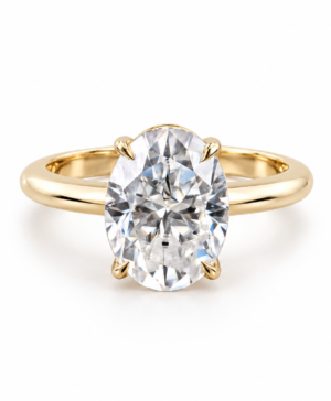 750/- Yellow Lab Grown Oval 4 Claw Solitaire Ring 1 pcs - TDW: 4.20ct D/E VVS-VS
