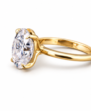 Alternative view of 750/- Yellow Lab Grown Oval 4 Claw Solitaire Ring 1 pcs - TDW: 4.20ct D/E VVS-VS