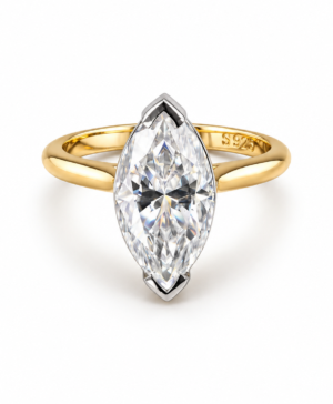 750/- Yellow Band, White Setting Lab Grown Marquise Diamond 2 Claw Solitaire 1 Pcs - TDW:4.25ct D/E VVS-VS
