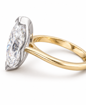 Alternative view of 750/- Yellow Band, White Setting Lab Grown Marquise Diamond 2 Claw Solitaire 1 Pcs - TDW:4.25ct D/E VVS-VS
