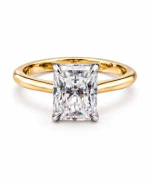 750/- Yellow Band, White Setting Lab Grown Radiant Diamond 4 Claw Solitaire 1 Pcs - TDW: 4.40ct D/E VVS-VS