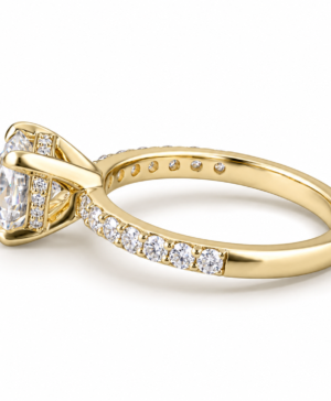 Alternative view of 750/- Yellow Lab Grown Round Centre Diamond With Hidden Halo & Diamonds On The Band - TDW 2.54ct