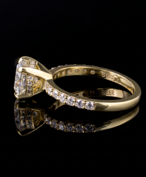 Alternative view of 750/- Yellow Lab Grown Round Centre Diamond With Hidden Halo & Diamonds On The Band - TDW 2.54ct