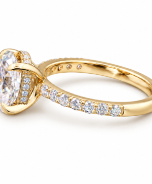 Alternative view of 750/- Yellow Lab Grown Oval Centre With Hidden Halo & Diamonds On The Band - TDW 2.70ct