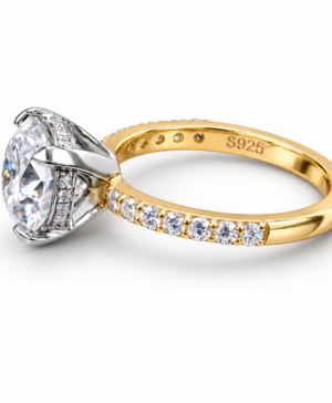 Alternative view of 750/- Two-Tone Lab Grown Round Centre With Hidden Halo & Diamonds On The Band - TDW 3.43ct
