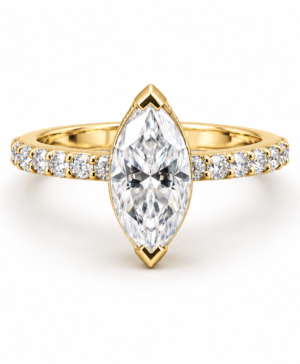 750/- Yellow Lab Grown Pear Centre With Hidden Halo & Diamonds On The Band - TDW 2.59ct