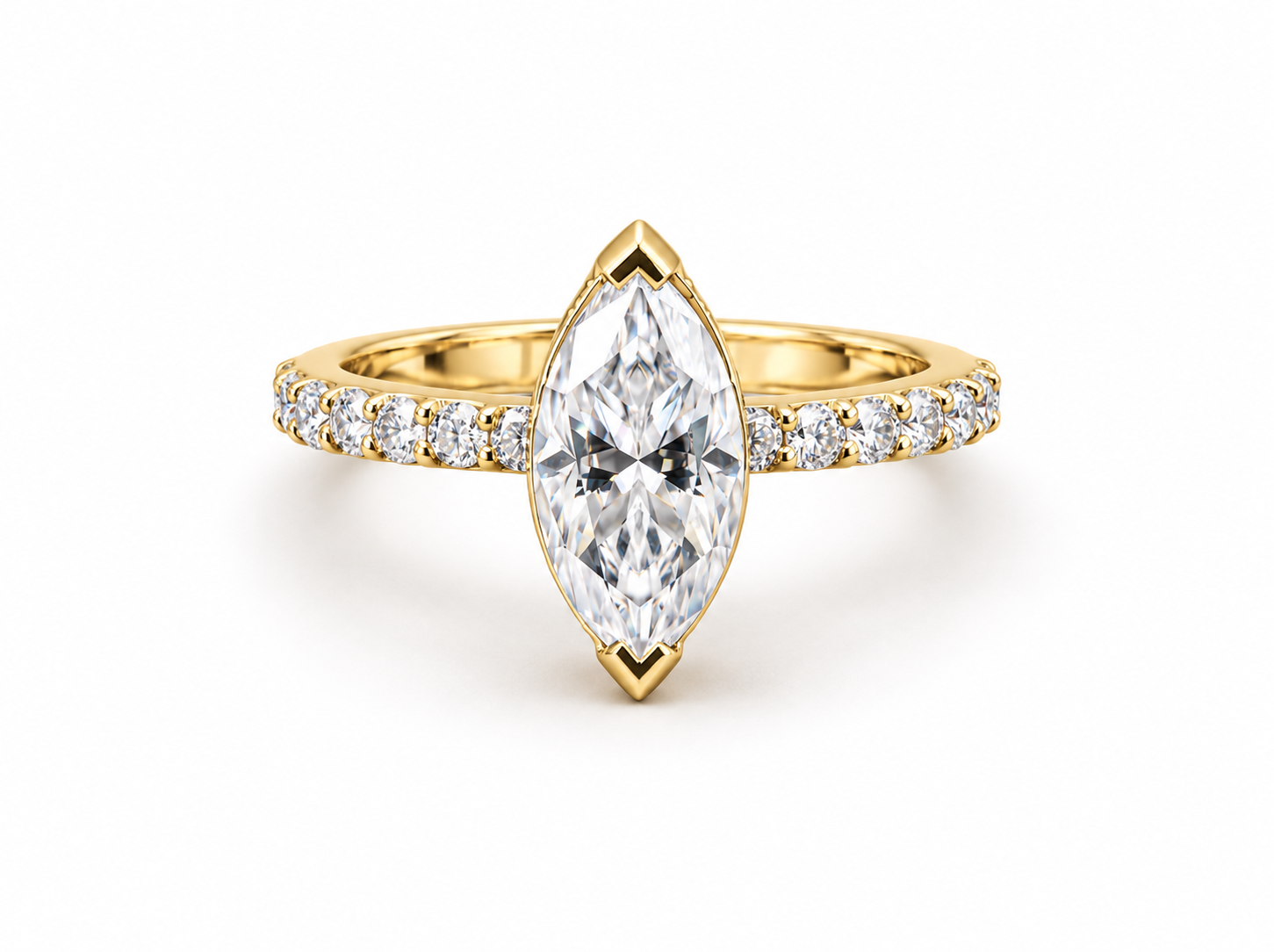 750/- Yellow Lab Grown Pear Centre With Hidden Halo & Diamonds On The Band - TDW 2.59ct