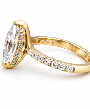 Alternative view of 750/- Yellow Lab Grown Pear Centre With Hidden Halo & Diamonds On The Band - TDW 2.59ct