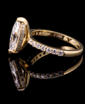Alternative view of 750/- Yellow Lab Grown Pear Centre With Hidden Halo & Diamonds On The Band - TDW 2.59ct