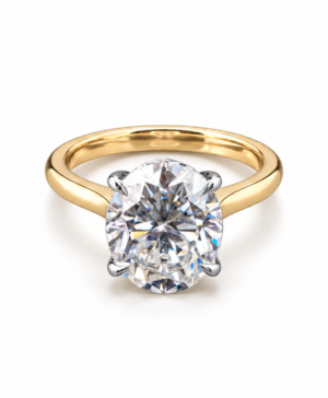 750/- Yellow Band, White Setting Lab Grown Oval Solitaire Engagement Ring 1 Pcs - TDW: 3.50Ct D/E VVS-VS