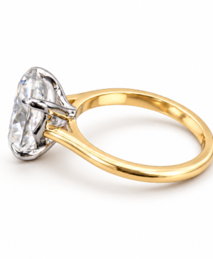 Alternative view of 750/- Yellow Band, White Setting Lab Grown Oval Solitaire Engagement Ring 1 Pcs - TDW: 3.50Ct D/E VVS-VS