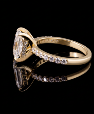 Alternative view of 750/- Yellow Lab Grown Diamond Radiant Cut Centre With Hidden Halo & Diamonds On The Band 31 Pcs - TDW: 2.36ct - Radiant Centre 1.88ct Hidden Halo: 16 Pcs - 0.07ct Diamonds On Band - 14 - 0.41ct D/E VS
