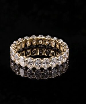 750/- yellow gold oval lab-grown diamond full-way wedding band, SKU 081-00822