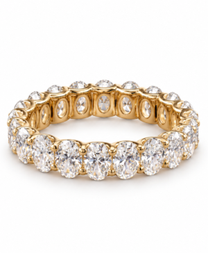 750/- Yellow Oval Wedding Band D/E/F VVS/VS 22 Pcs × 0.14ct – TDW 3.08ct
