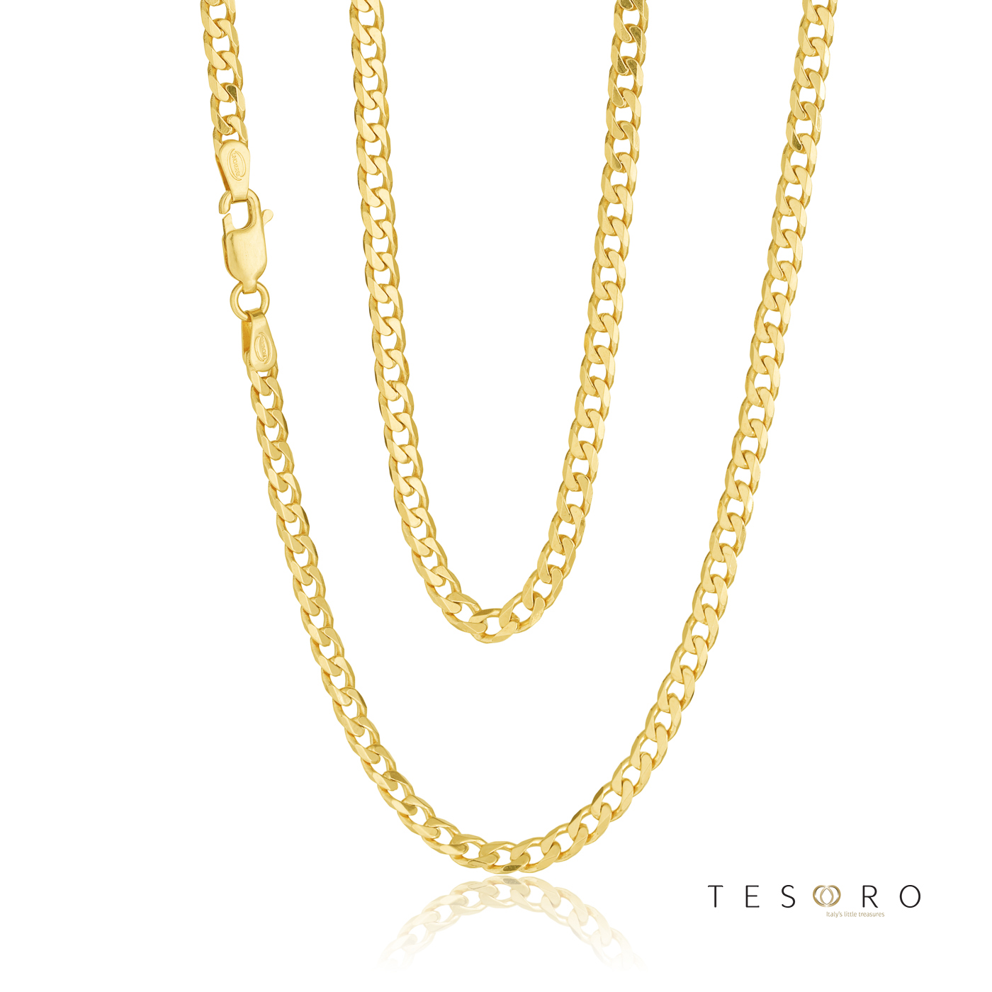 100HKI045/4-Yellow-60cm - 375/- 3.30mm 8 Sides Open Grumetta Curb Chain