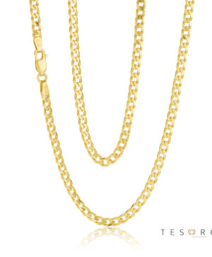 100HKI045/4-Yellow-55cm - 375/- 3.30mm 8 Sides Open Grumetta Curb Chain
