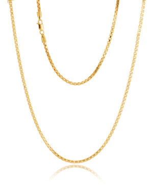 135HVI593/4-Yellow-50cm - 750/- 2.40mm Puffed D/Cut 6 Sides Veneziana Hollow Box Chain