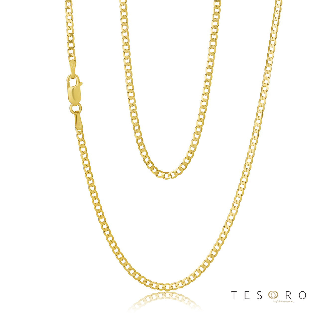 50HKI445/4-Yellow-50cm - 375/- 1.85mm 8 Sides Open Grumetta Curb Chain