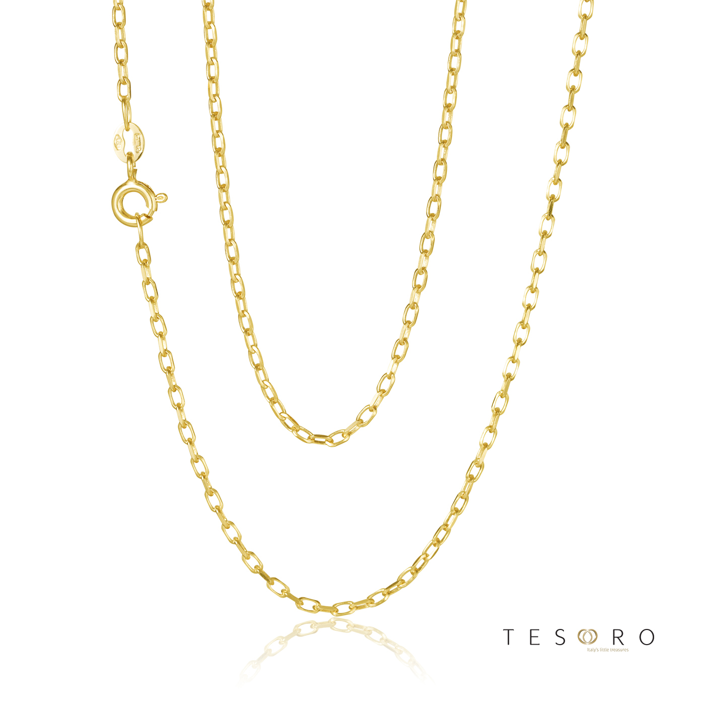 50KRD009-Yellow-50cm - 375/- 1.40mm 4 Sides Triangular Forzatina Cable Chain