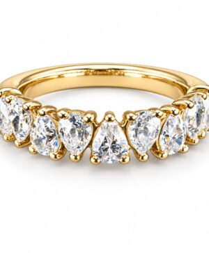 081-00699 — 750/- Yellow Gold 4.00ct Pear Lab-Grown Diamond Eternity Ring