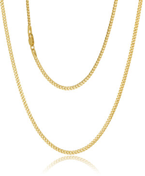 060VGB2OV-Yellow-55cm - 417/- 2mm Squared Miami Tight Rounded Hollow Curb 60 Gauge Chain
