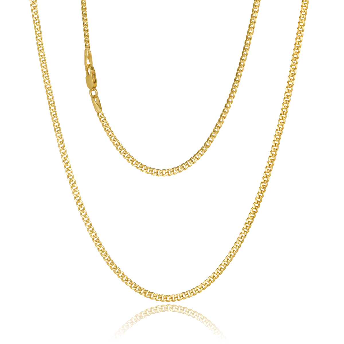 060VGB2OV-Yellow-55cm - 417/- 2mm Squared Miami Tight Rounded Hollow Curb 60 Gauge Chain
