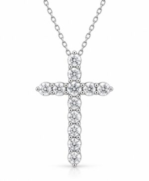 375/- White Lab Grown RBC 12 = 1.00ct E/F VS Claw Set Cross