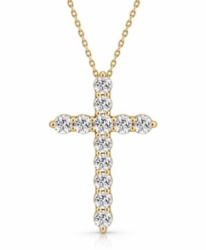 375/- Yellow Lab Grown RBC 12 = 1.00ct E/F VS Claw Set Cross