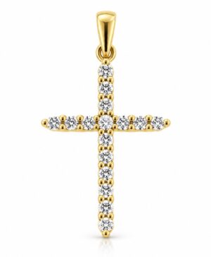 375/- Yellow Natural Diamond RBC 16 Pcs = 0.15ct H/I I1-2 Claw Set Cross