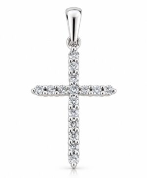 375/- White Natural Diamond RBC 16 = 0.15ct H/I I1-2 - Claw Set Cross