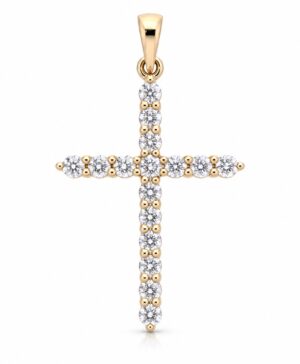 375/- Yellow Natural Diamond RBC 16 pcs = 0.25ct H/I I1-2 Claw Set Cross