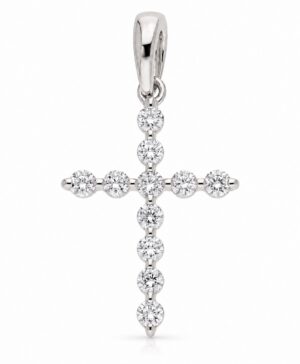375/- White Natural Diamond RBC 11 = 0.15ct H/I I1-2 Common Claw Set Cross