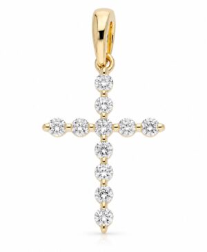375/- Yellow Natural Diamond RBC 11 Pcs = 0.15ct H/I I1-2 Common Set Cross