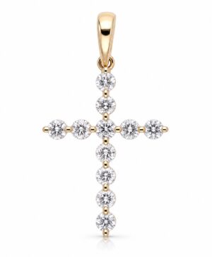375/- Yellow Natural Diamond RBC 11 = 0.25ct H/I I1-2 Common Claw Set Cross