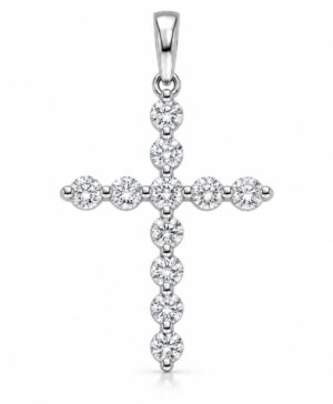 375/- White Natural Diamond RBC 11 = 0.35ct H/I I1-2 Common Claw Set Cross