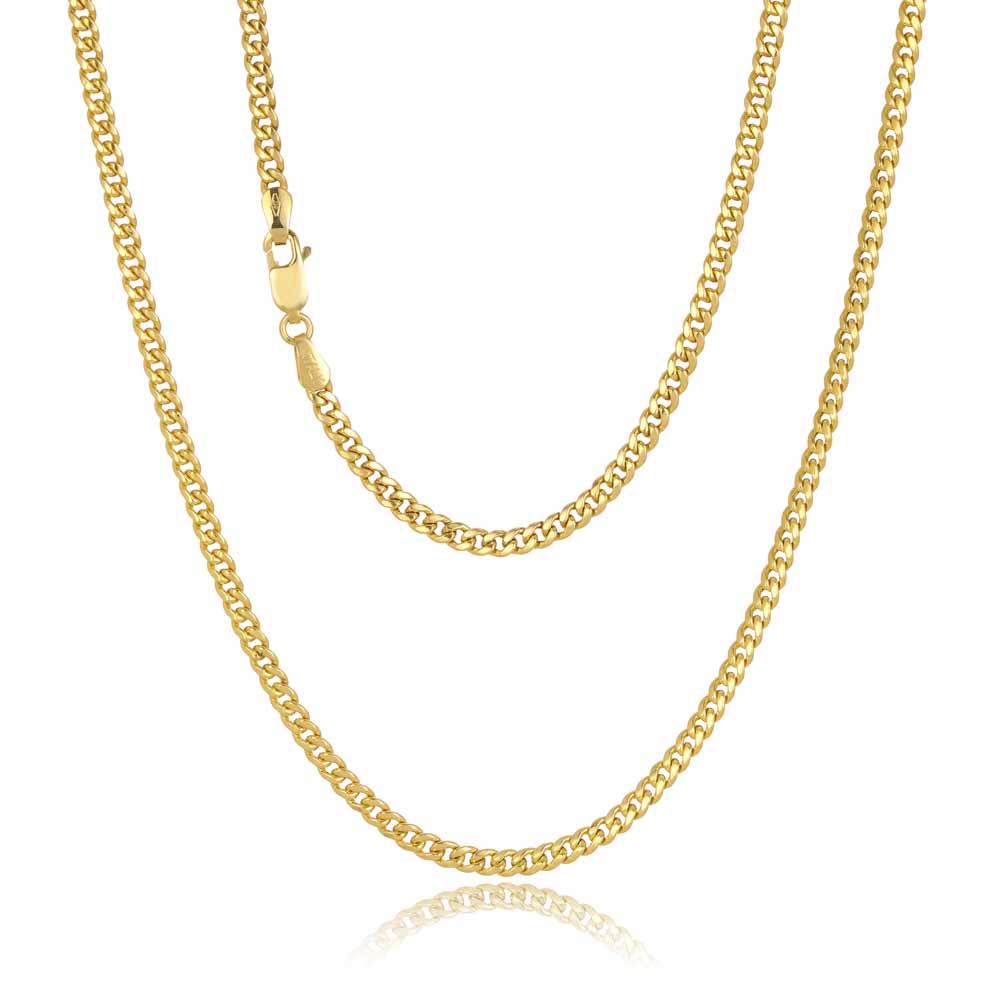 080VGB2OV-Yellow-55cm - 375/- 3.00mm Squared Miami Tight Rounded Hollow Curb 80 Gauge Chain